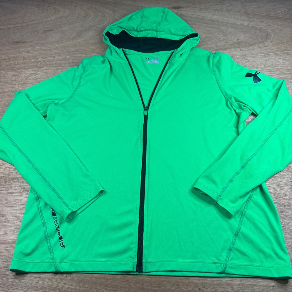 Under Armour HeatGear Loose Full Zip Hoodie Jacket Green Men's LG